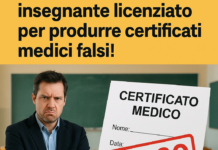 Scuola nel caos: insegnante licenziato per produrre certificati medici falsi! Produce certificati medici falsi a scuola, denunciato, licenziato e condannato dalla Corte dei Conti